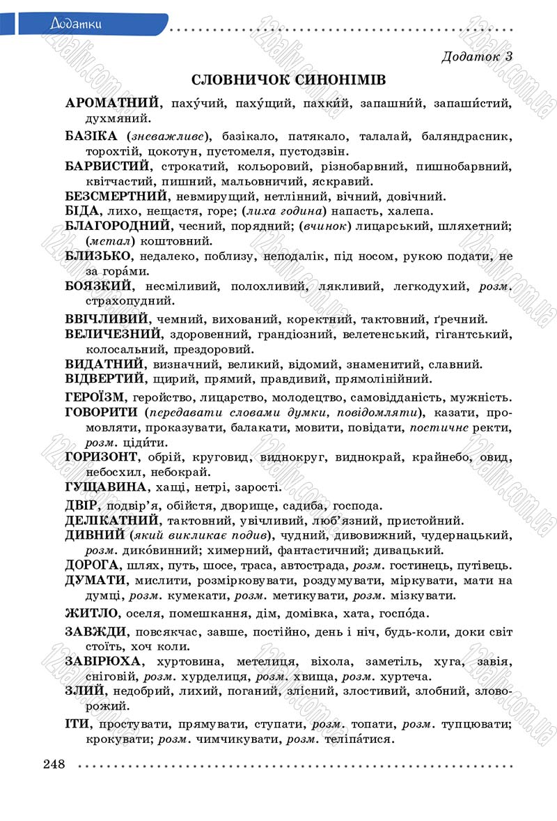 Сторінка 248 - Підручник Українська мова 5 клас О.В. Заболотний 2013