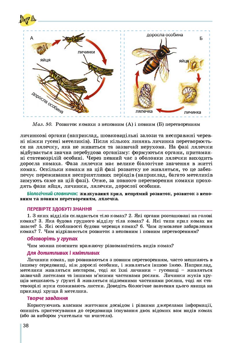 Сторінка 38 - Підручник Біологія 7 клас Остапченко 2020 - скачати