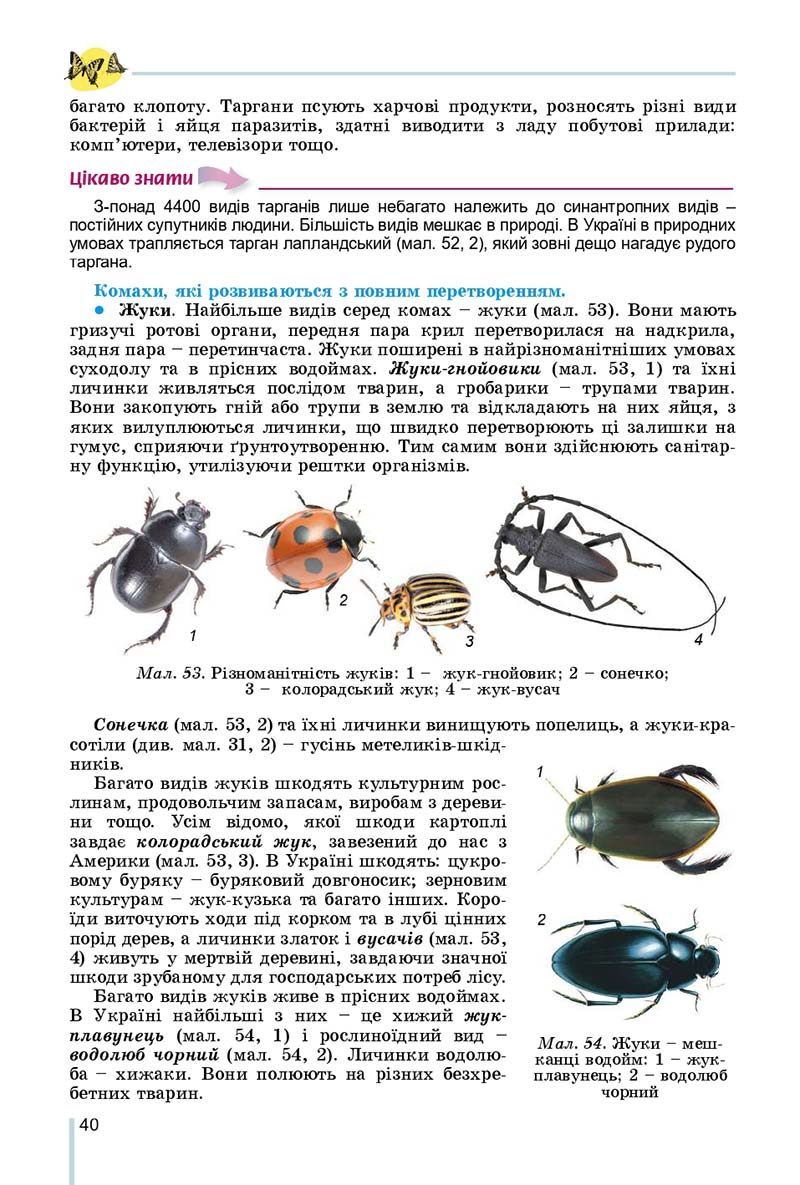 Сторінка 40 - Підручник Біологія 7 клас Остапченко 2020 - скачати