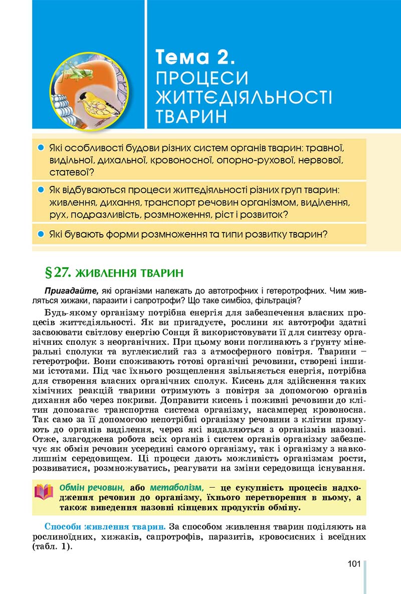 Сторінка 101 - Підручник Біологія 7 клас Остапченко 2020 - скачати