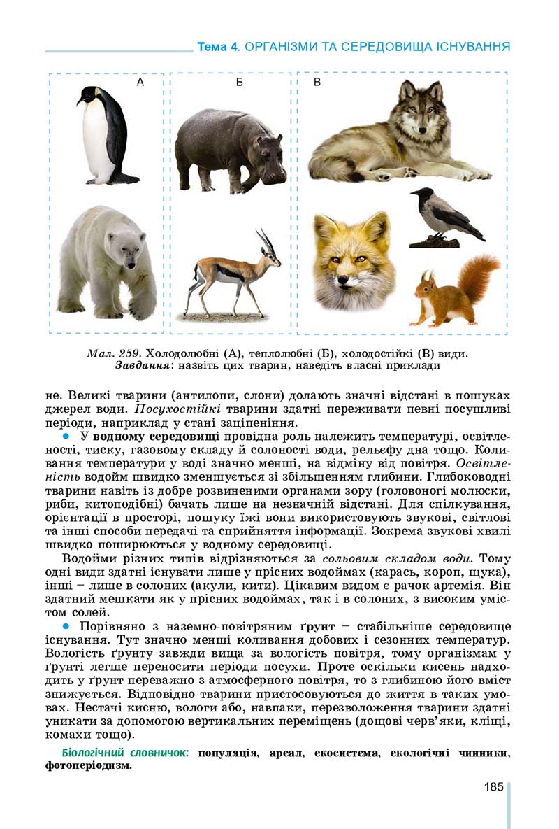 Сторінка 185 - Підручник Біологія 7 клас Остапченко 2020 - скачати