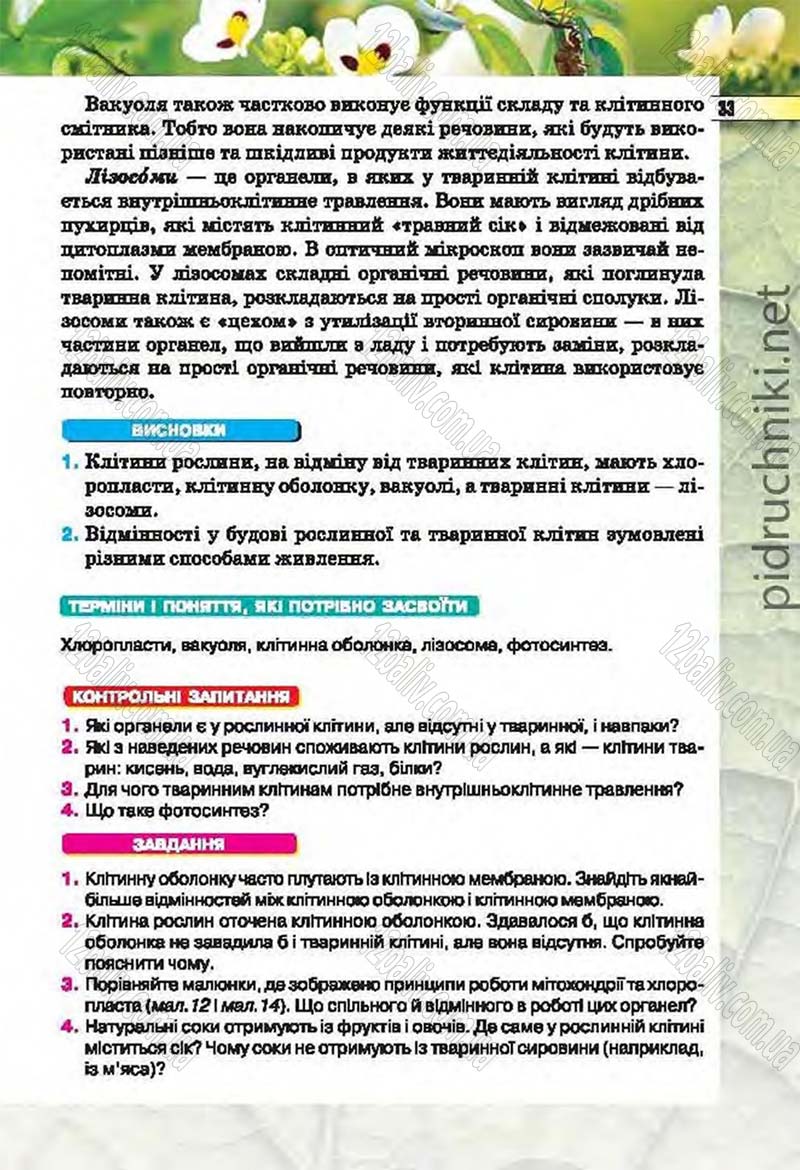 Сторінка 33 - Підручник Біологія 6 клас Костіков 2014 - скачати онлайн