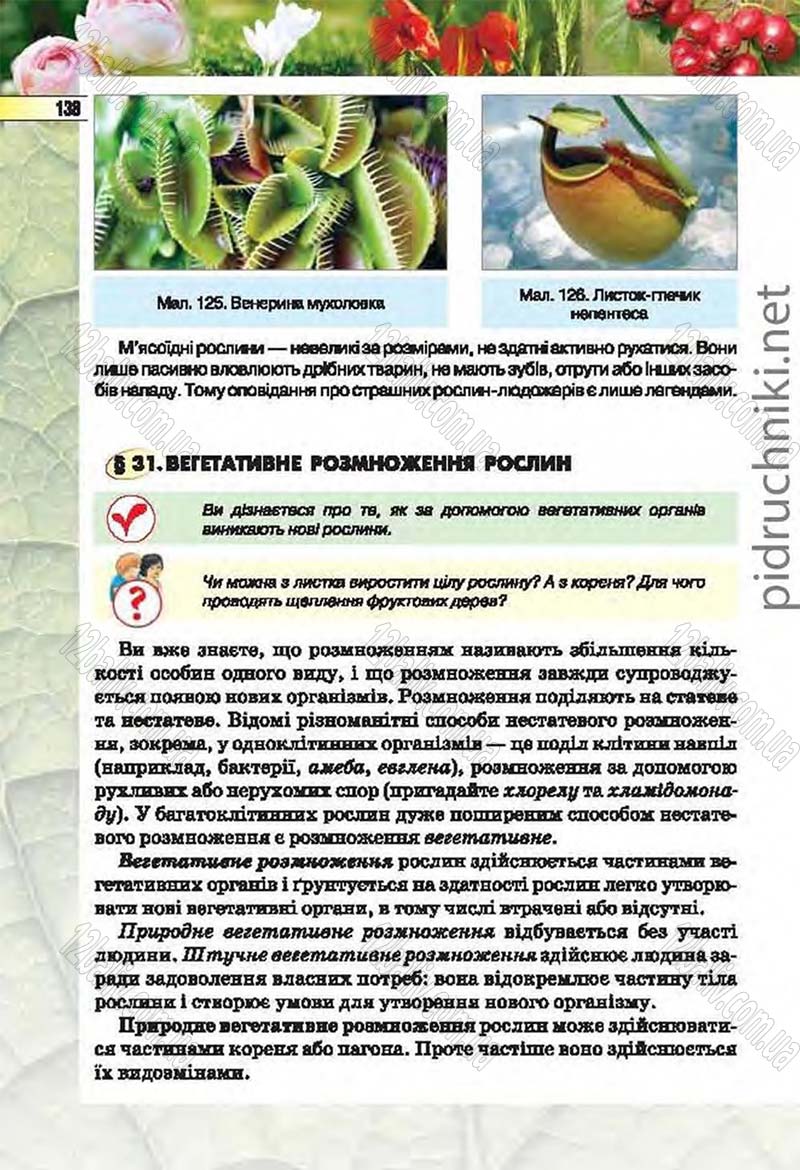 Сторінка 138 - Підручник Біологія 6 клас Костіков 2014 - скачати онлайн