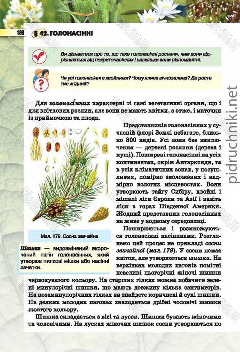 Сторінка 186 - Підручник Біологія 6 клас Костіков 2014 - скачати онлайн