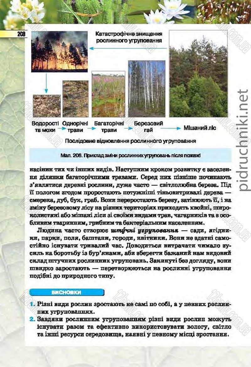 Сторінка 208 - Підручник Біологія 6 клас Костіков 2014 - скачати онлайн