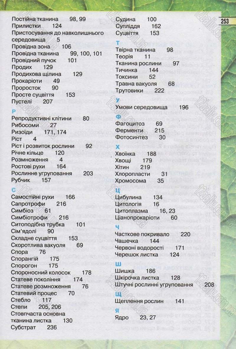 Сторінка 253 - Підручник Біологія 6 клас Костіков 2014 - скачати онлайн