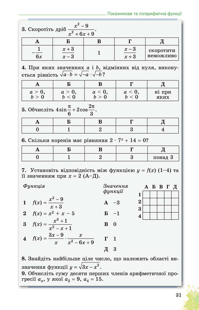 Сторінка 31 - Підручник Математика 11 клас О. С. Істер 2019