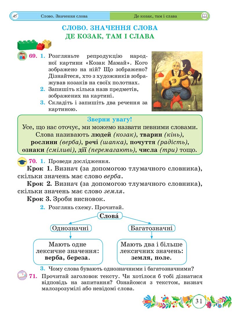 Сторінка 31 - Підручник Українська мова 3 клас Г. Сапун 2020 Частина 1