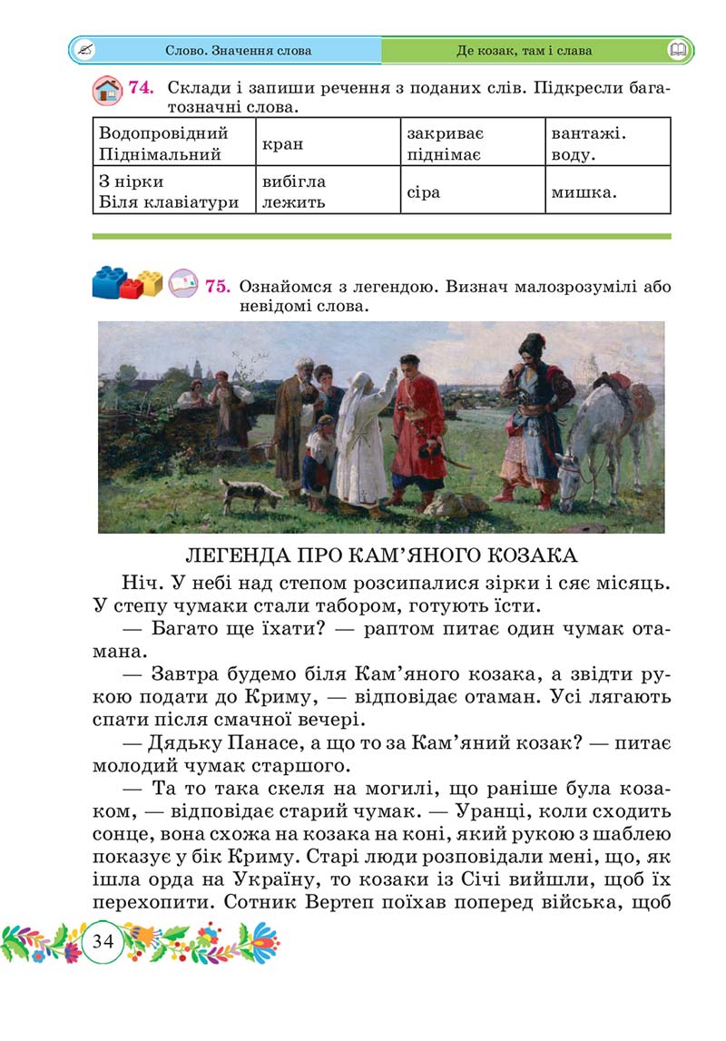 Сторінка 34 - Підручник Українська мова 3 клас Г. Сапун 2020 Частина 1
