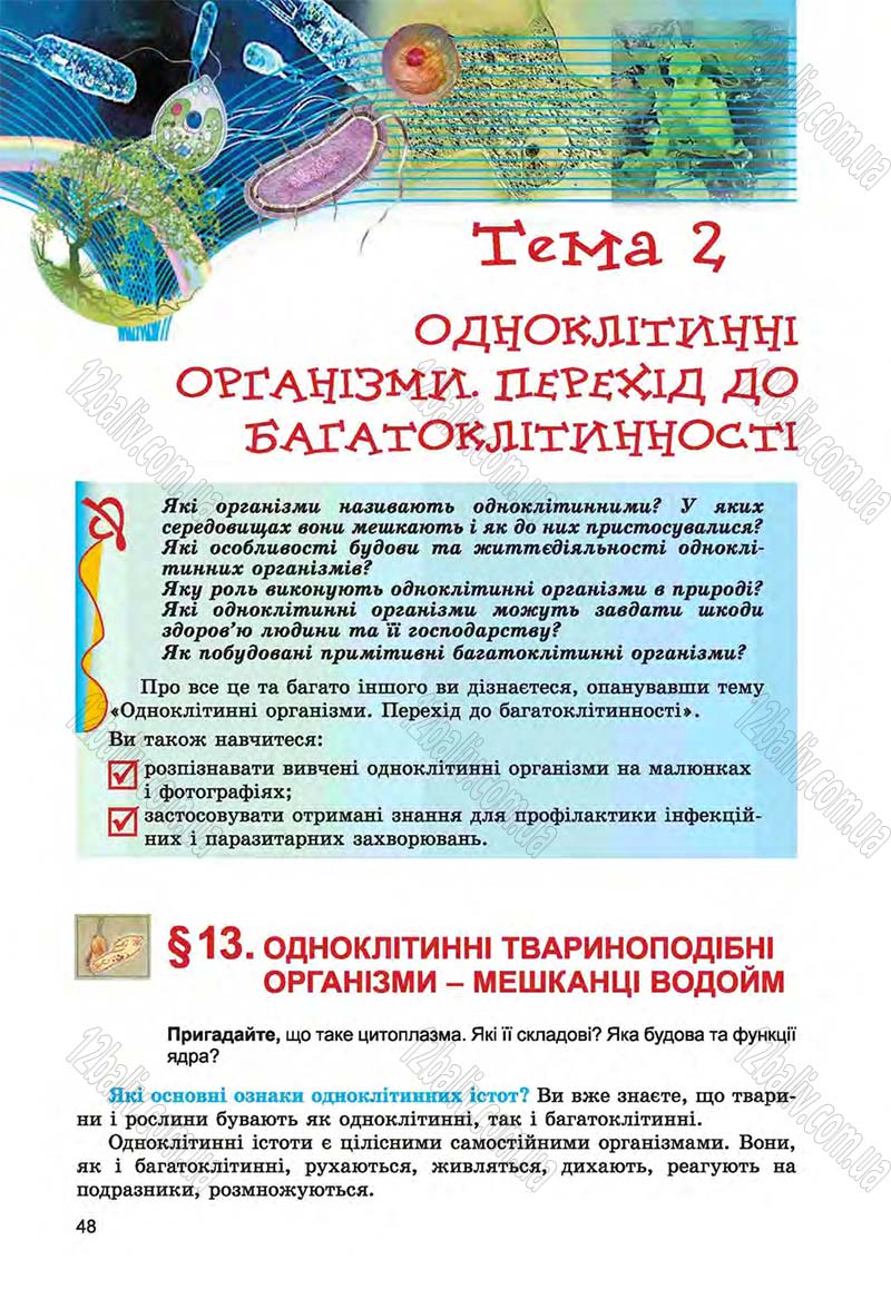 Сторінка 48 - Підручник Біологія 6 клас Л.І. Остапченко, П.Г. Балан, Н.Ю. Матяш 2014