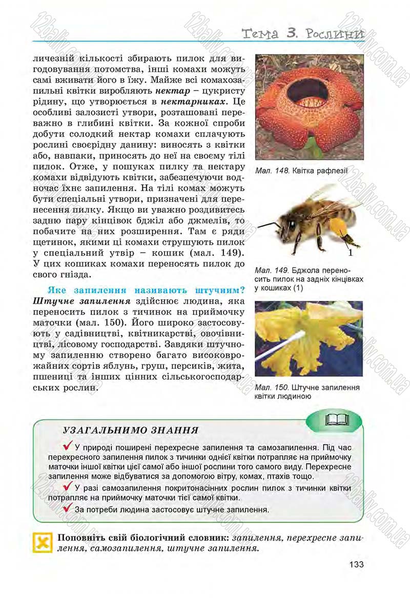 Сторінка 133 - Підручник Біологія 6 клас Л.І. Остапченко, П.Г. Балан, Н.Ю. Матяш 2014