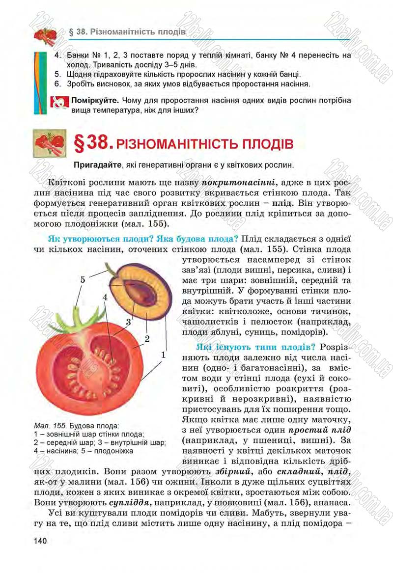 Сторінка 140 - Підручник Біологія 6 клас Л.І. Остапченко, П.Г. Балан, Н.Ю. Матяш 2014