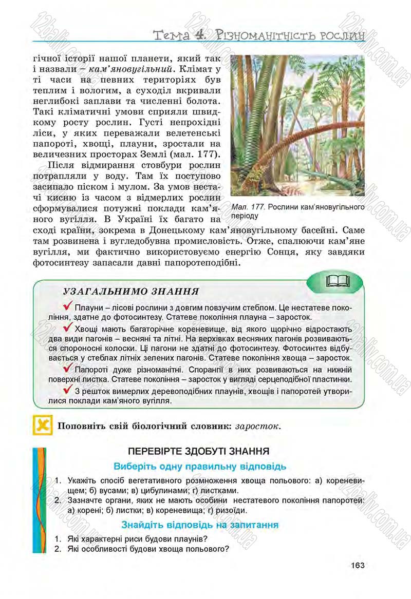 Сторінка 163 - Підручник Біологія 6 клас Л.І. Остапченко, П.Г. Балан, Н.Ю. Матяш 2014