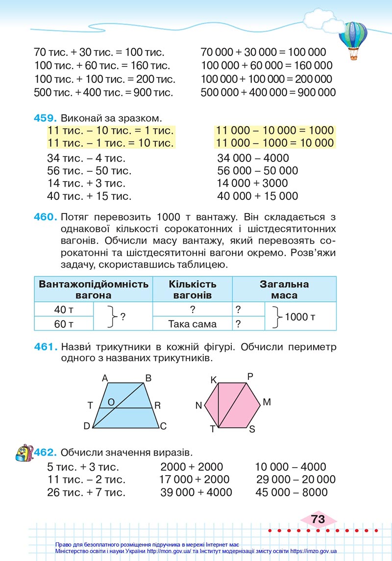 Сторінка 73 - Підручник Математика 4 клас Оляницька 2021 - Частина 1 - скачати
