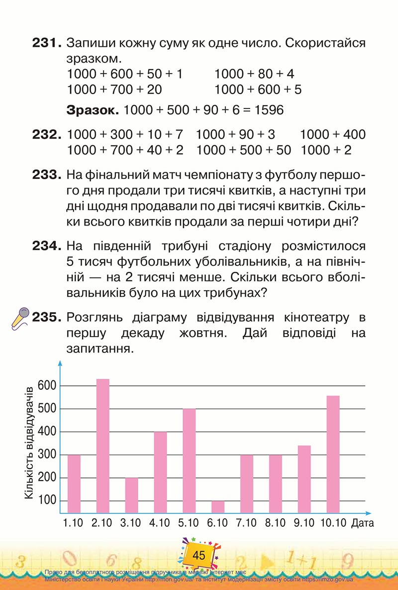 Сторінка 45 - Підручник Математика 4 клас Листопад 2021 - Частина 1 - скачати