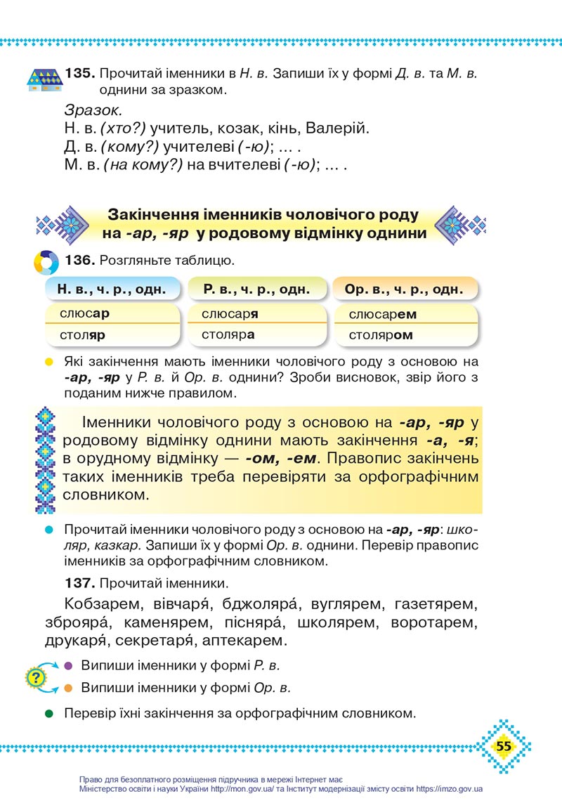 Сторінка 55 - Підручник Українська мова 4 клас Захарійчук 2021 - Частина 1 - скачати