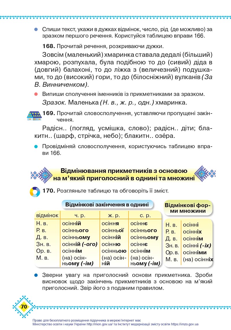 Сторінка 70 - Підручник Українська мова 4 клас Захарійчук 2021 - Частина 1 - скачати