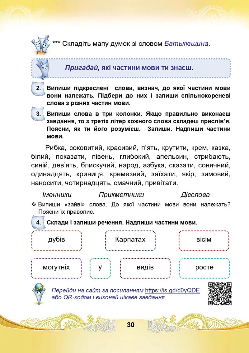 Сторінка 30 - Підручник Українська мова та читання 4 клас М. І. Чабайовська, Н. М. Омельченко, С. М. Кожушко 2021 - Частина 1