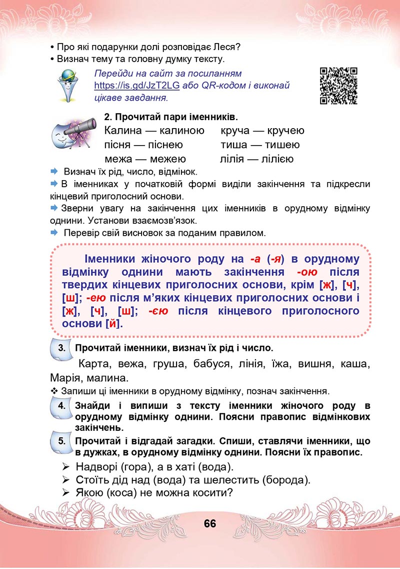 Сторінка 66 - Підручник Українська мова та читання 4 клас М. І. Чабайовська, Н. М. Омельченко, С. М. Кожушко 2021 - Частина 1