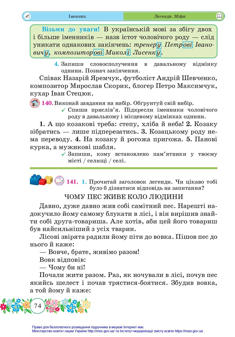 Сторінка 74 - Підручник Українська мова та читання 4 клас Сапун 2021 - Частина 1 - скачати