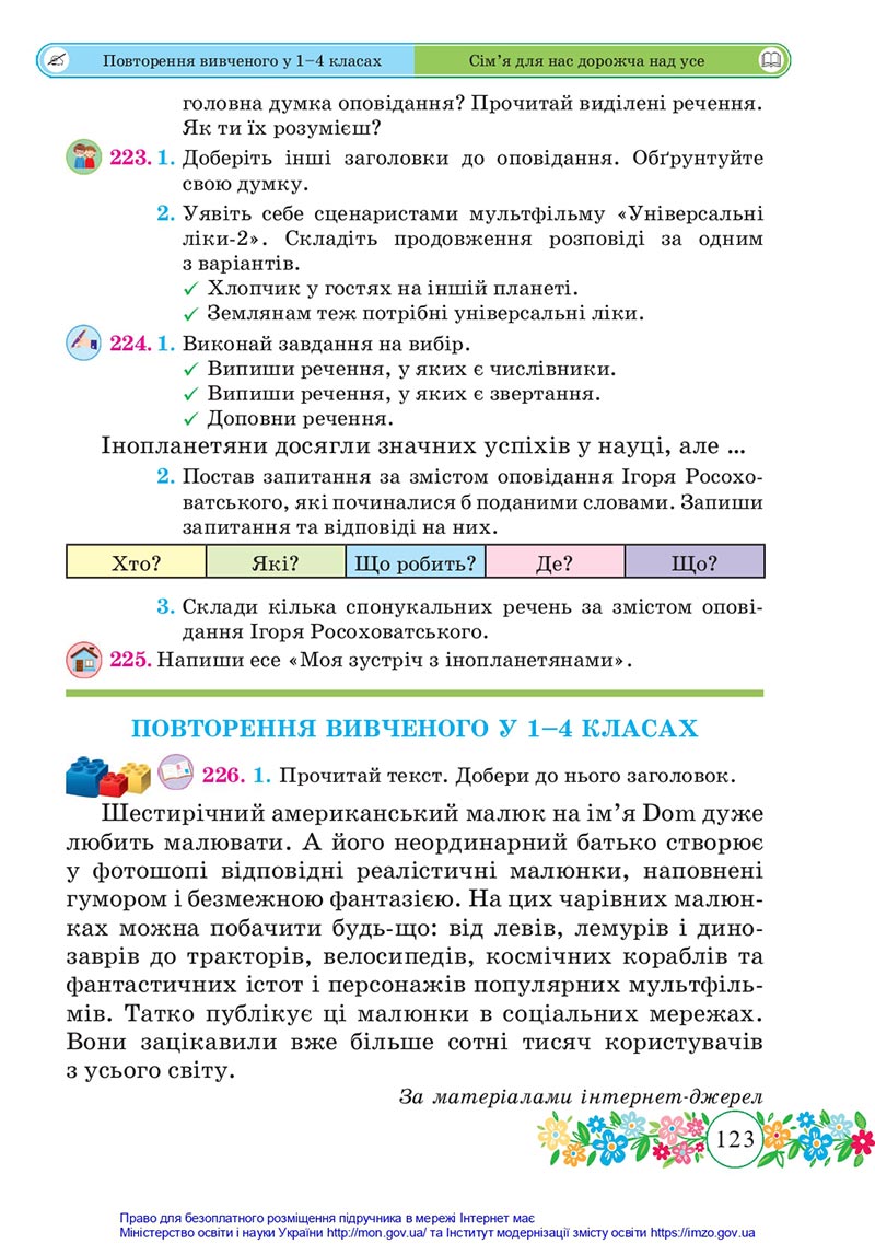 Сторінка 123 - Підручник Українська мова та читання 4 клас Сапун 2021 - Частина 2 - скачати