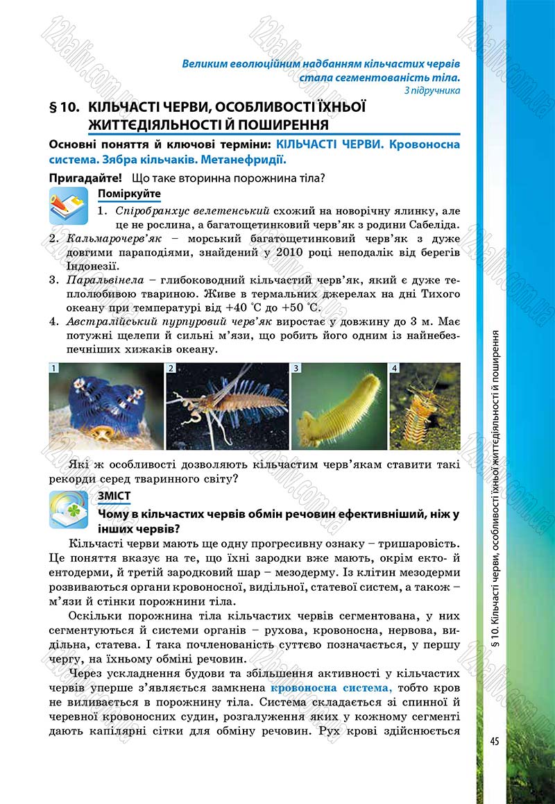 Сторінка 45 - Підручник Біологія 7 клас В.І. Соболь 2015