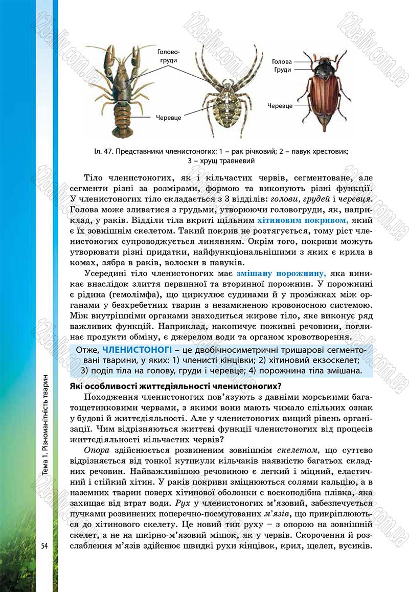 Сторінка 54 - Підручник Біологія 7 клас В.І. Соболь 2015