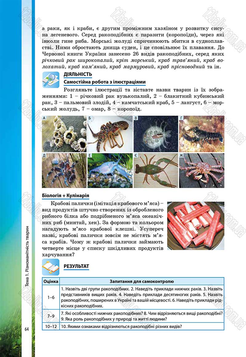 Сторінка 64 - Підручник Біологія 7 клас В.І. Соболь 2015