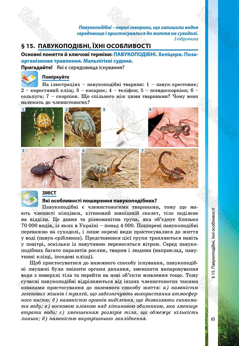 Сторінка 65 - Підручник Біологія 7 клас В.І. Соболь 2015