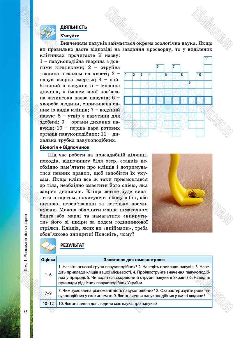 Сторінка 72 - Підручник Біологія 7 клас В.І. Соболь 2015