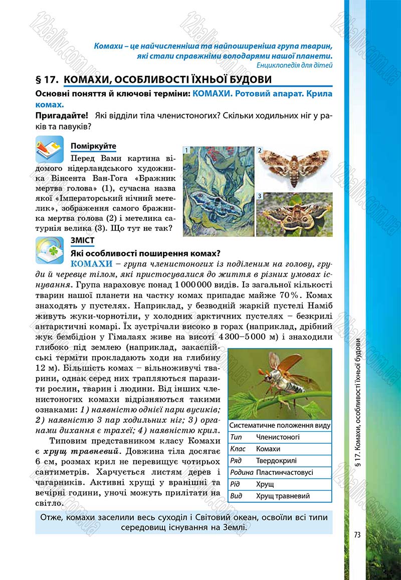 Сторінка 73 - Підручник Біологія 7 клас В.І. Соболь 2015
