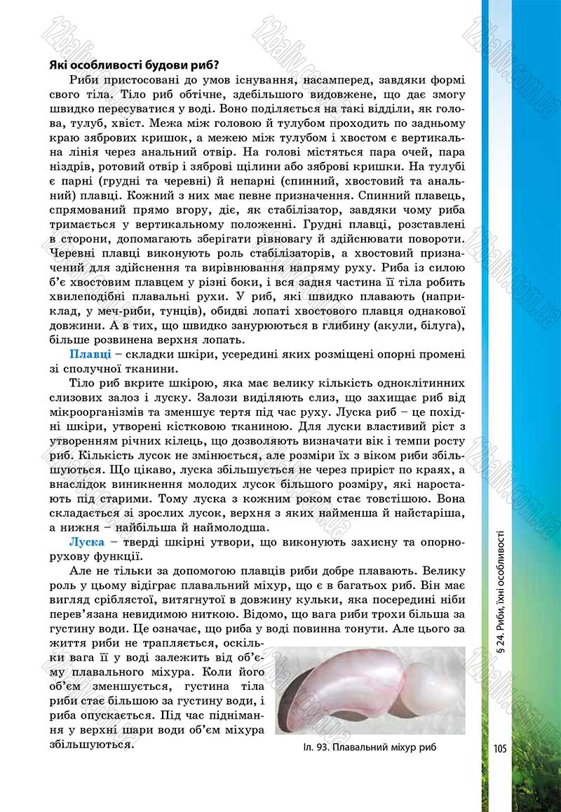 Сторінка 105 - Підручник Біологія 7 клас В.І. Соболь 2015