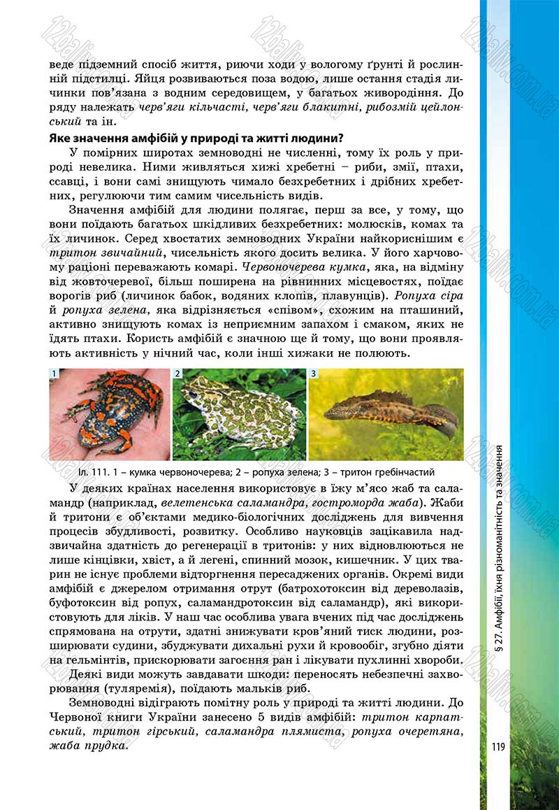 Сторінка 119 - Підручник Біологія 7 клас В.І. Соболь 2015