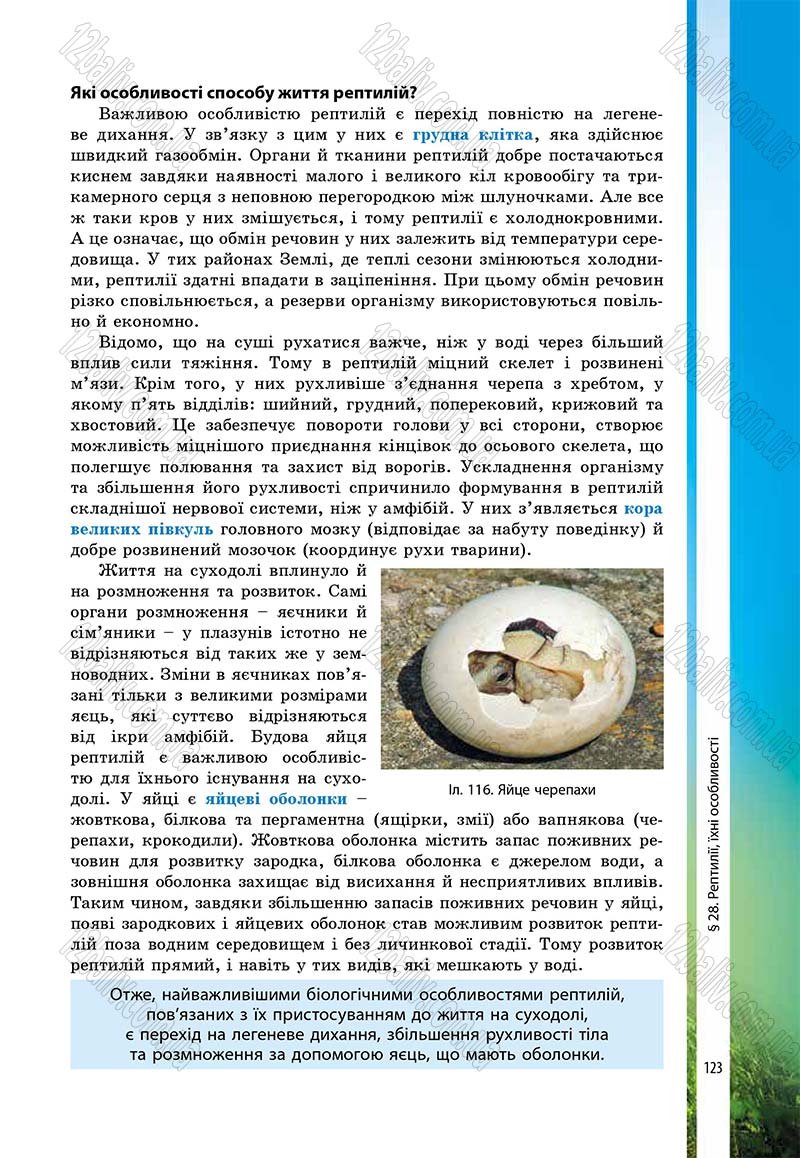 Сторінка 123 - Підручник Біологія 7 клас В.І. Соболь 2015
