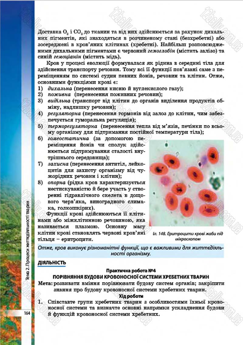 Сторінка 164 - Підручник Біологія 7 клас В.І. Соболь 2015