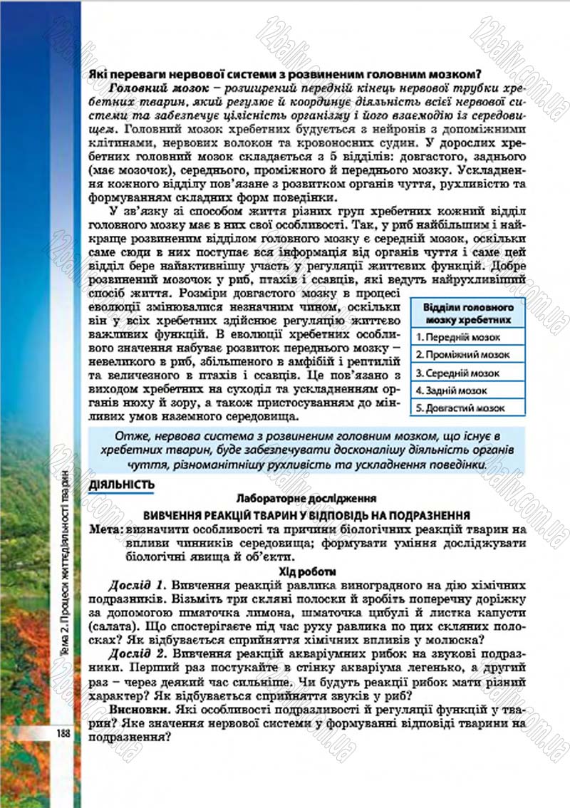 Сторінка 188 - Підручник Біологія 7 клас В.І. Соболь 2015