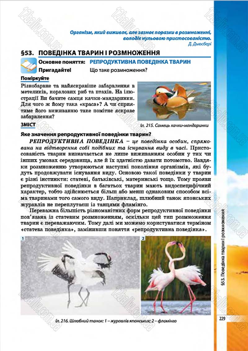 Сторінка 229 - Підручник Біологія 7 клас В.І. Соболь 2015
