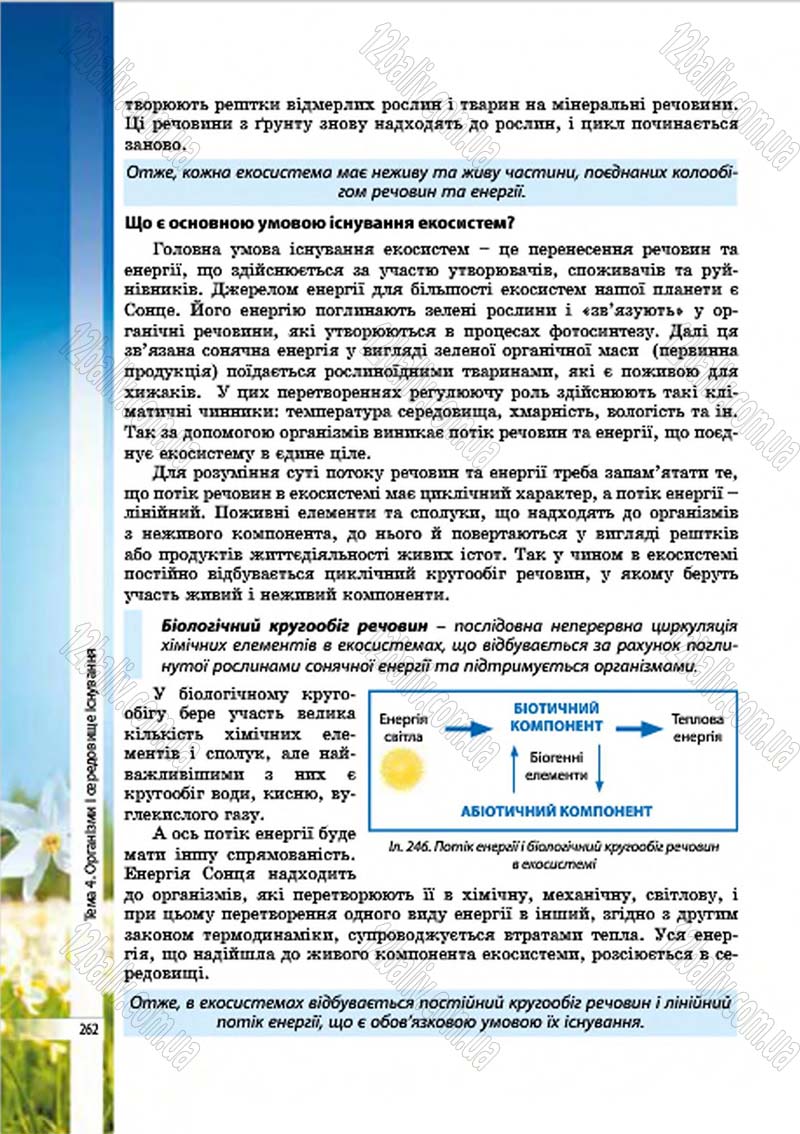 Сторінка 262 - Підручник Біологія 7 клас В.І. Соболь 2015