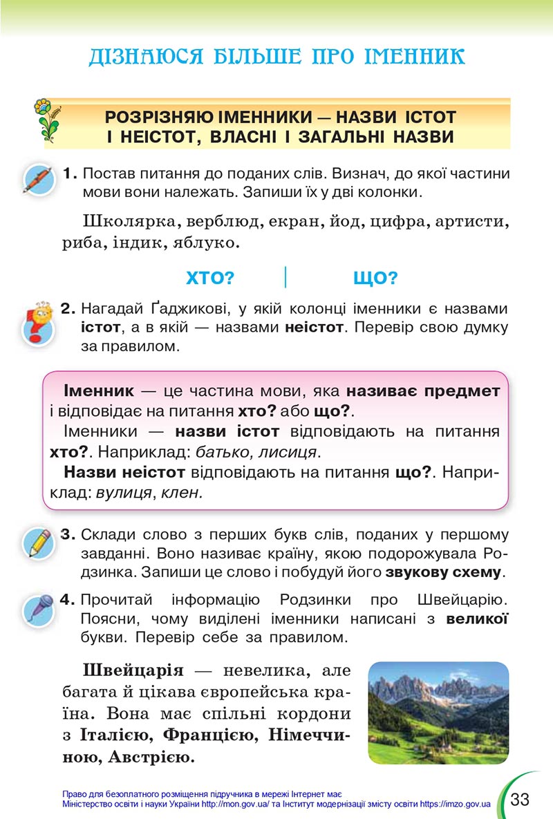 Сторінка 33 - Підручник Українська мова 4 клас Пономарьова 2021 - Частина 1 - НУШ - скачати онлайн