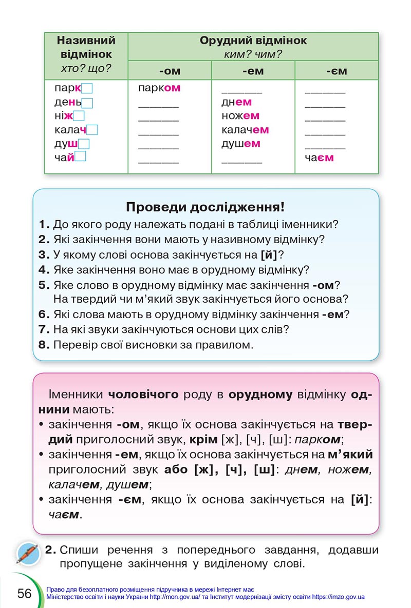 Сторінка 56 - Підручник Українська мова 4 клас Пономарьова 2021 - Частина 1 - НУШ - скачати онлайн