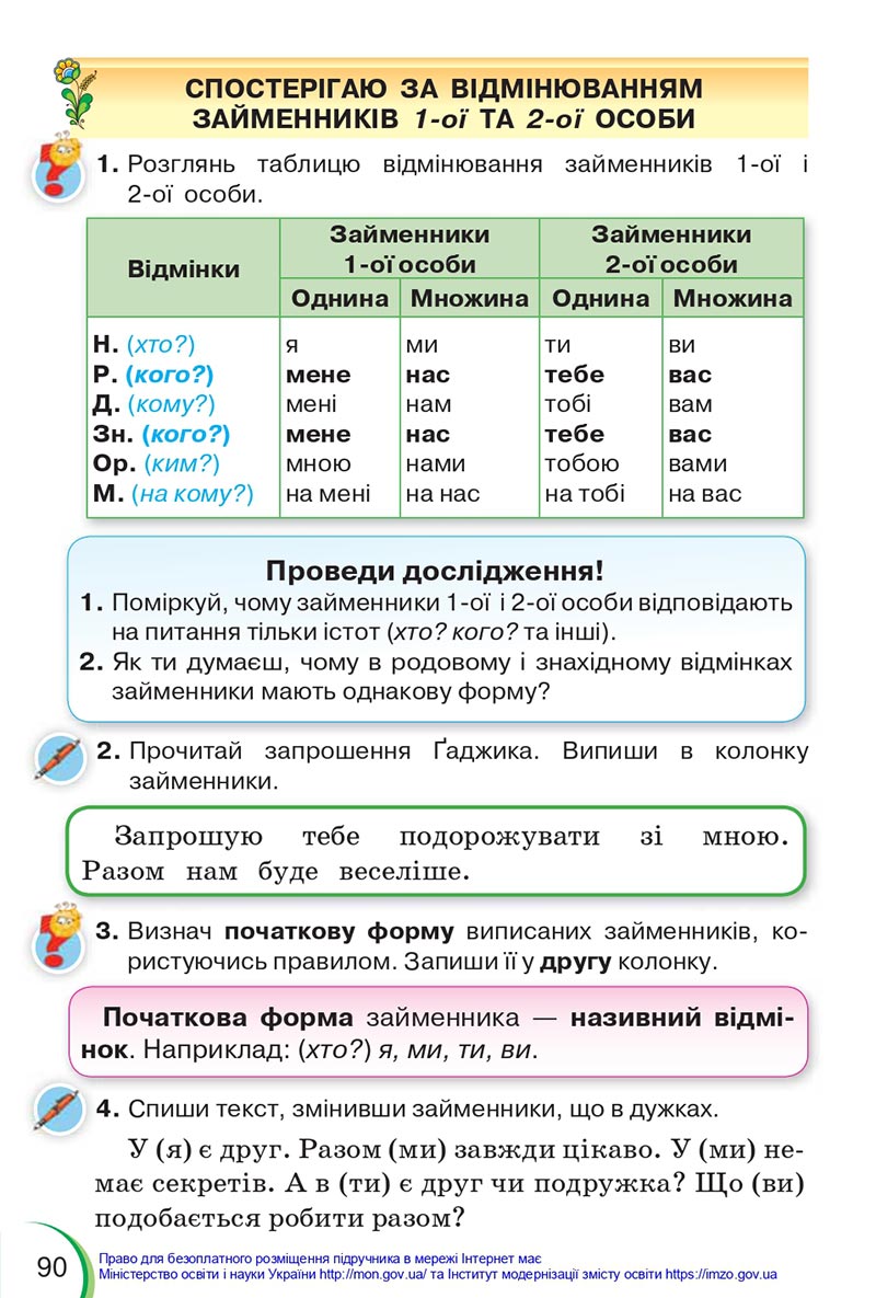 Сторінка 90 - Підручник Українська мова 4 клас Пономарьова 2021 - Частина 1 - НУШ - скачати онлайн