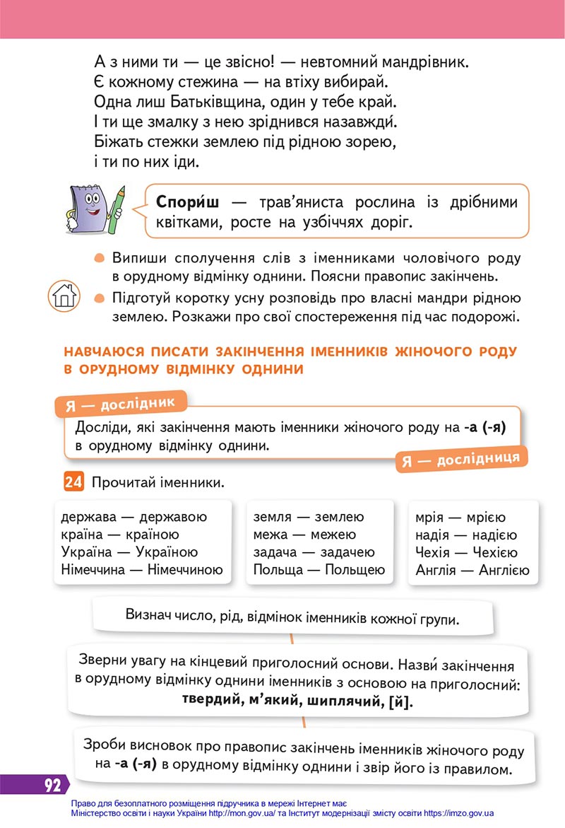Сторінка 92 - Підручник Українська мова 4 клас Вашуленко 2021 - Частина 1 - скачати