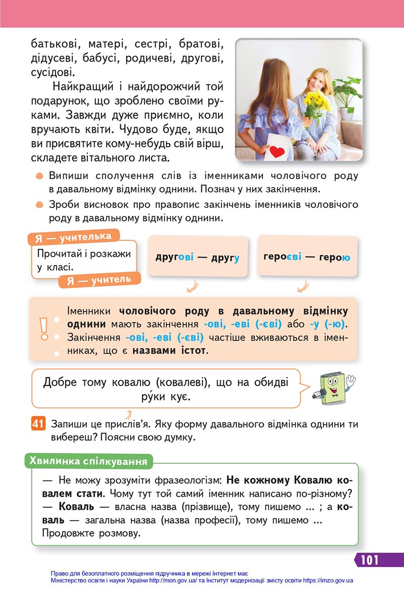 Сторінка 101 - Підручник Українська мова 4 клас Вашуленко 2021 - Частина 1 - скачати
