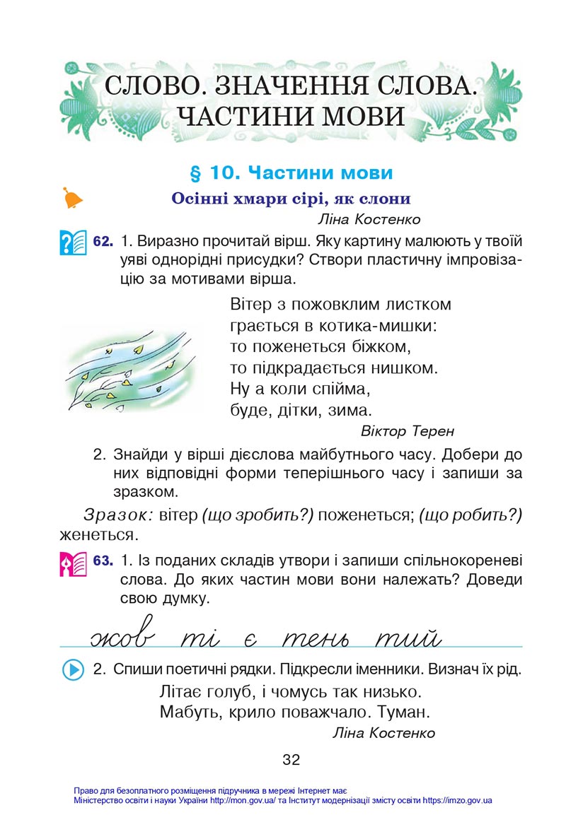 Сторінка 32 - Підручник Українська мова 4 клас Варзацька 2021 - Частина 1 - скачати
