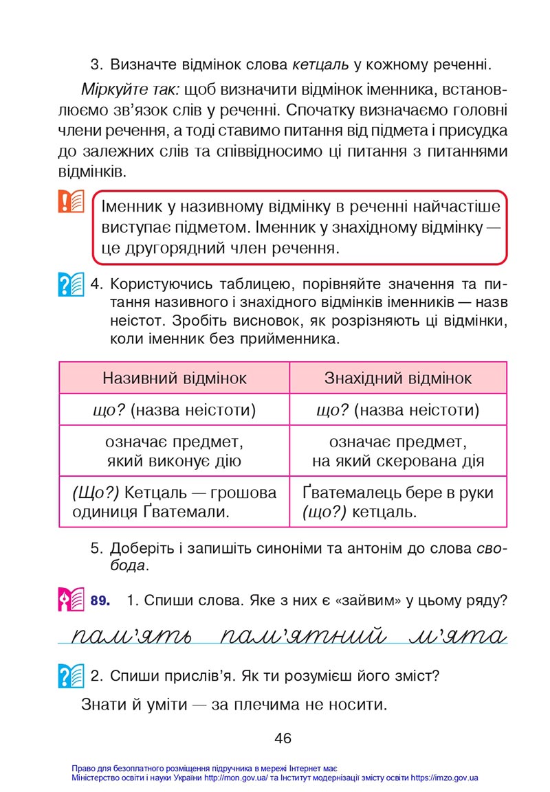 Сторінка 46 - Підручник Українська мова 4 клас Варзацька 2021 - Частина 1 - скачати