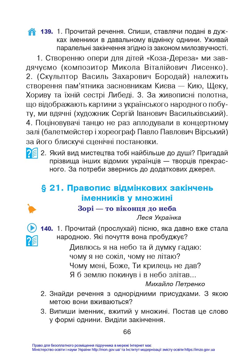 Сторінка 66 - Підручник Українська мова 4 клас Варзацька 2021 - Частина 1 - скачати