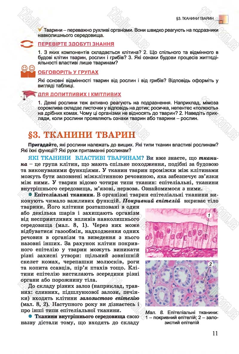 Сторінка 11 - Підручник Біологія 7 клас Остапченко 2015 - скачати онлайн