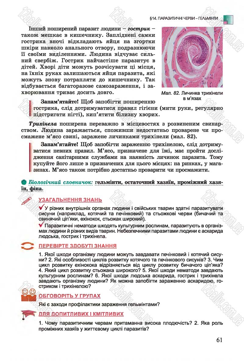 Сторінка 61 - Підручник Біологія 7 клас Остапченко 2015 - скачати онлайн