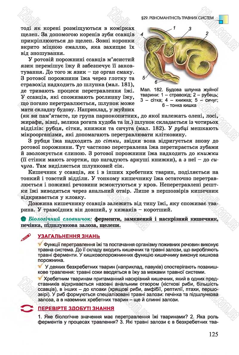 Сторінка 125 - Підручник Біологія 7 клас Остапченко 2015 - скачати онлайн