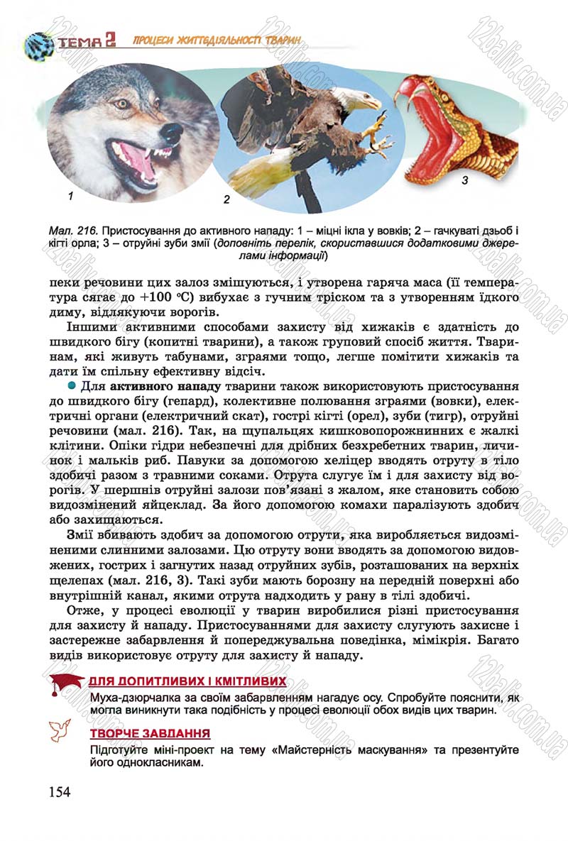 Сторінка 154 - Підручник Біологія 7 клас Остапченко 2015 - скачати онлайн